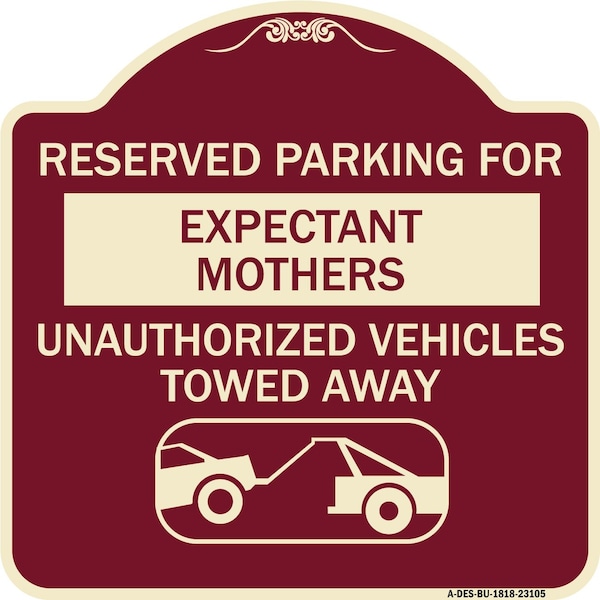 Reserved Parking for Expectant Mothers Unauthorized Vehicles Towed Away, A-DES-BU-1818-23105
